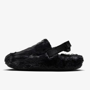 NIKE Calm Mule SE Black Faux Fur Clogs Mules Ladies 6 - FZ3119-001 Comfort